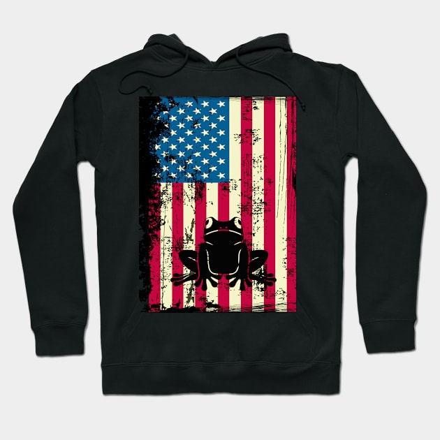 Frog American Flag USA Patriotic 4th Of July Gifts Hoodie by KittleAmandass